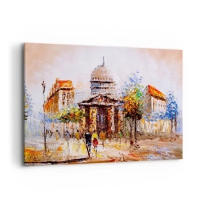 Canvastavla - Bild på duk - Promenad i Paris - 100x70 cm