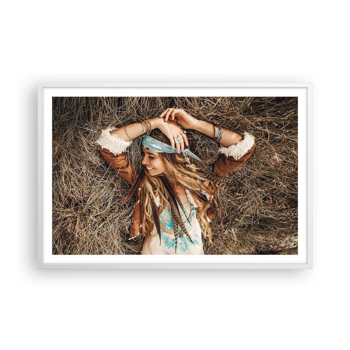 Affisch i vit ram - På väg till kärlekens sommar - 91x61 cm