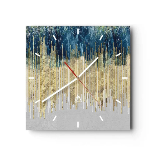 Väggklocka - Klocka på glas - Förgylld gräns - 40x40 cm