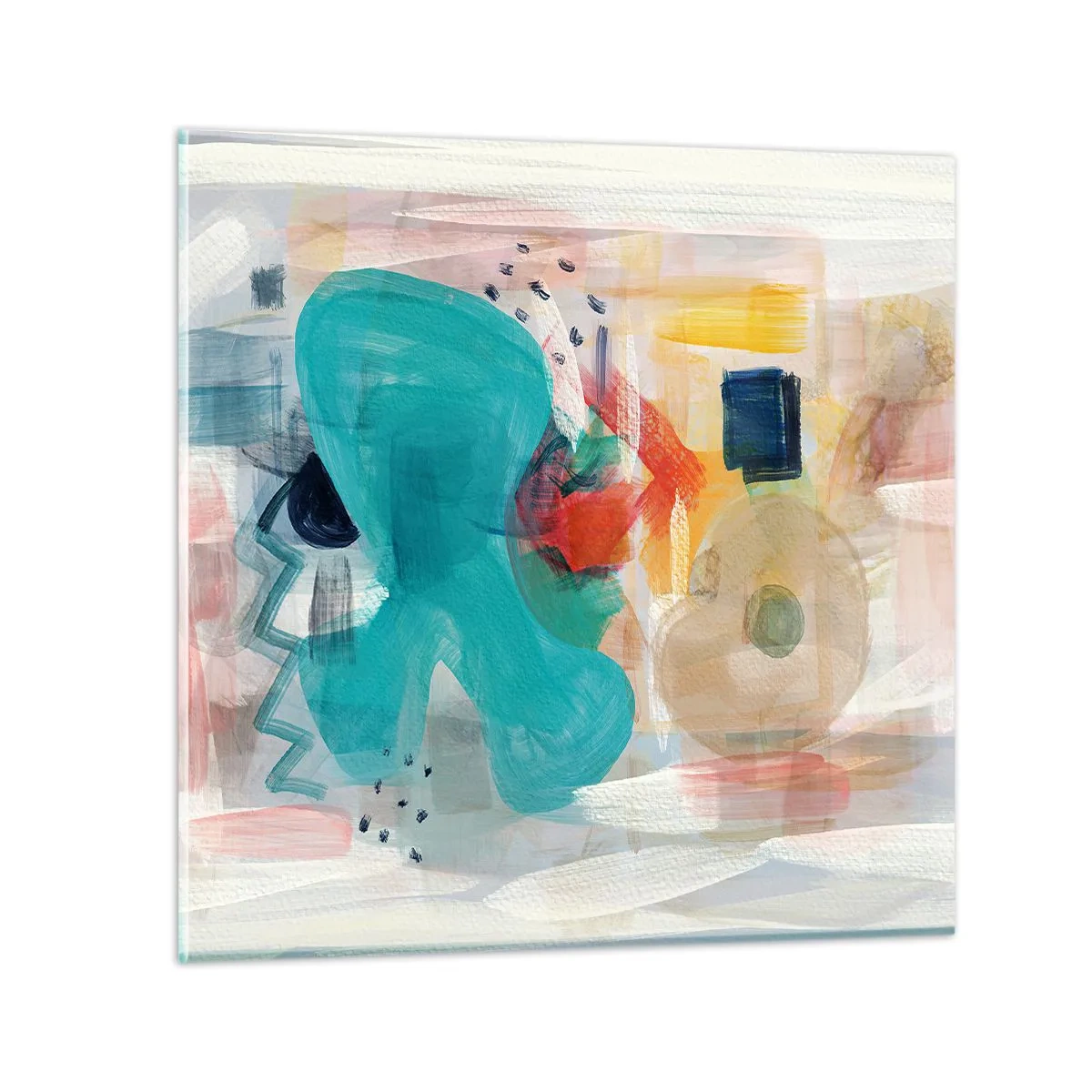 Glastavla - Bild på glas - Ett färgglatt spel - 70x70 cm