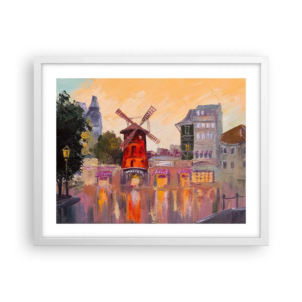 Affisch i vit ram - Ikoner av Paris – Moulin Rouge - 50x40 cm