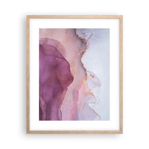 Affisch i ram av ljusek - Lila och violett vågor - 40x50 cm