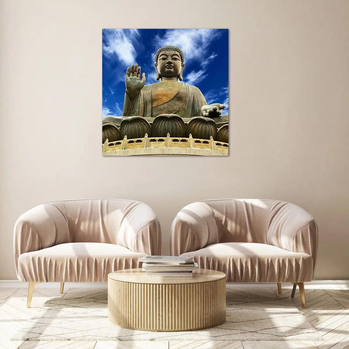 Glastavla - Bild på glas - Lev utan rädsla - 40x40 cm