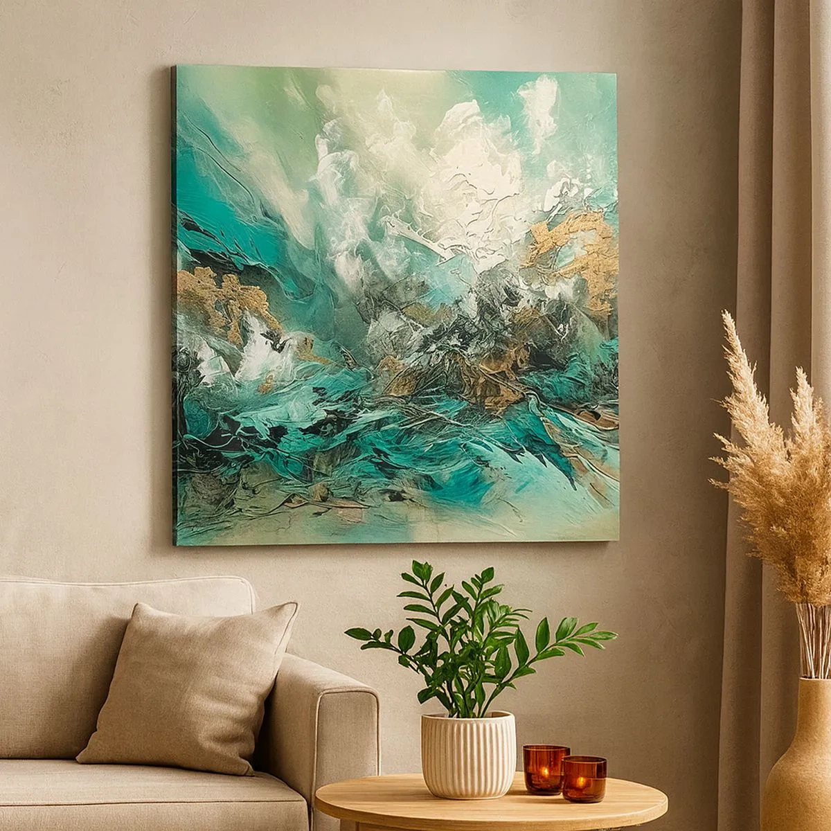 Canvastavla - Bild på duk - Smaragdsvart bränna - 30x30 cm