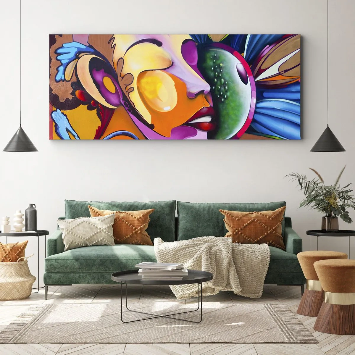 Canvastavla - Bild på duk - Känna på med färg - 100x40 cm
