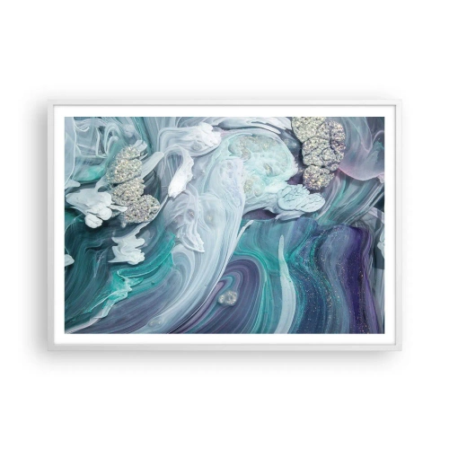 Affisch i vit ram - Blåhetens strömmar - 100x70 cm