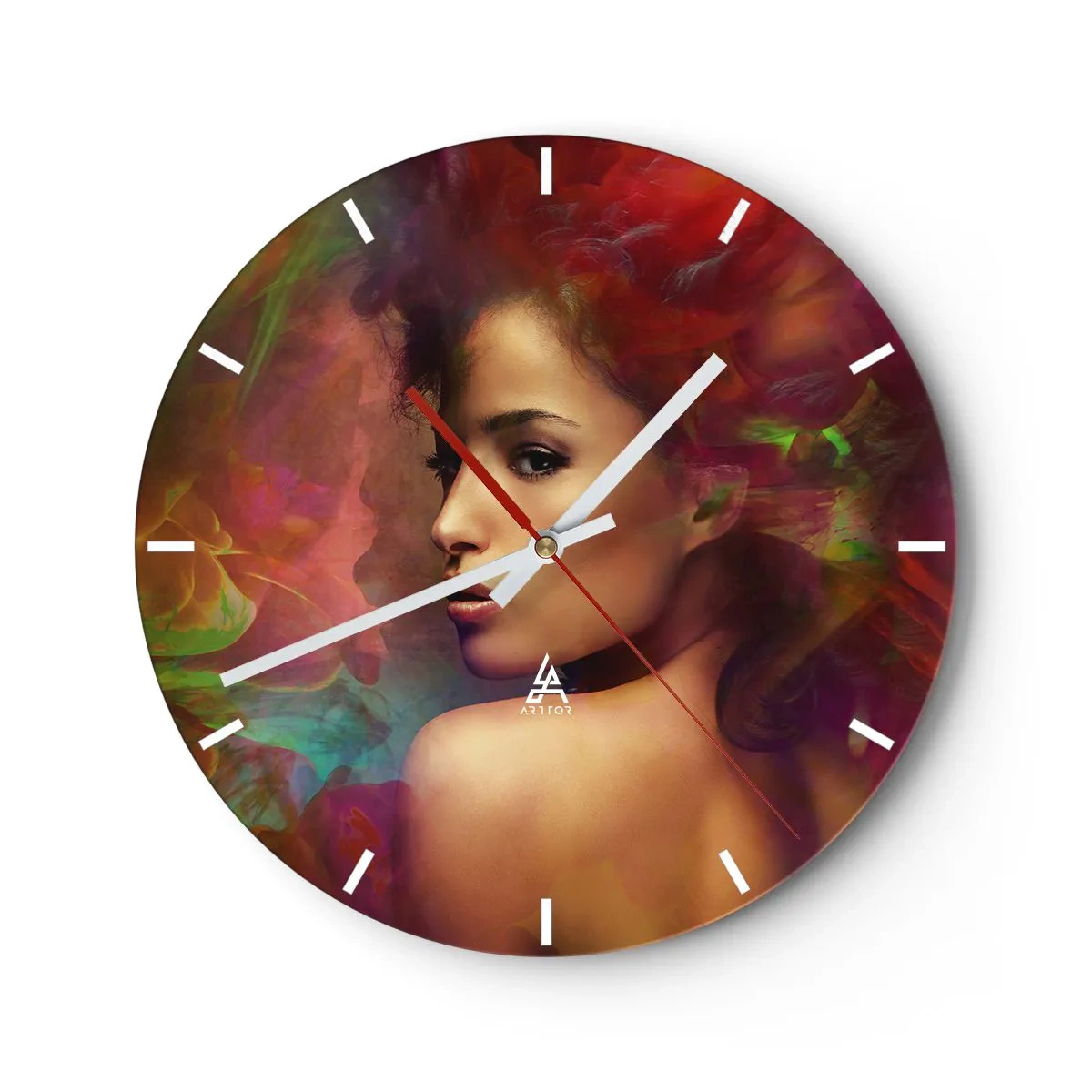 Väggklocka - Klocka på glas - Vackrare är regnbågen, delikat som dimman - 40x40 cm