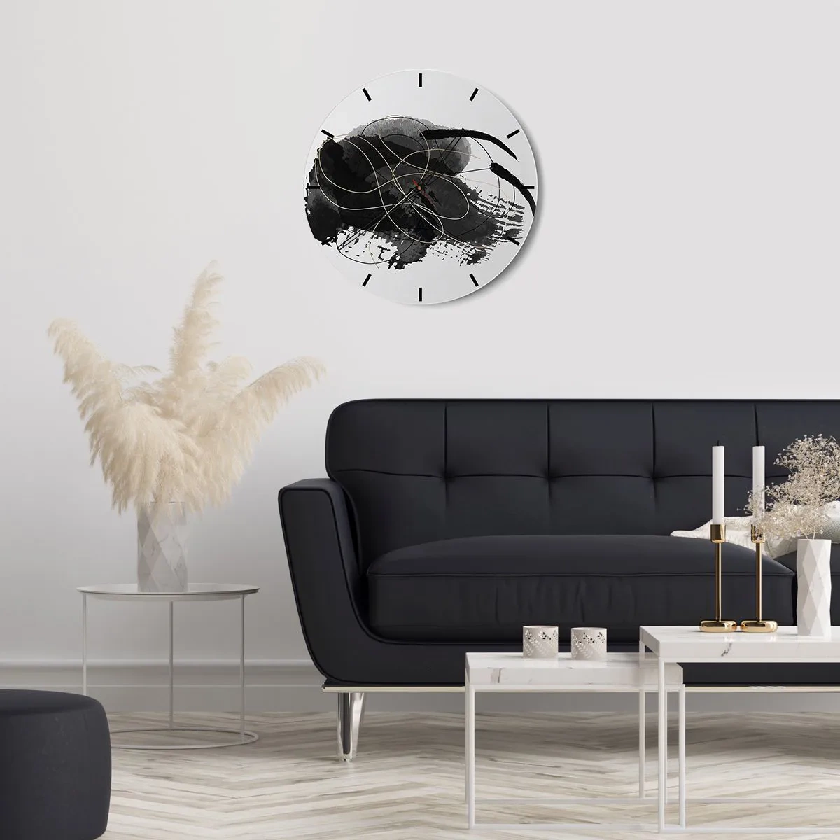 Väggklocka - Klocka på glas - Uppkommen ur svärta - 30x30 cm
