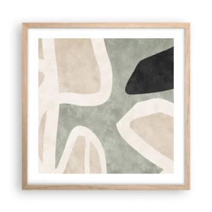Affisch i ram av ljusek - Komposition med svart motiv - 50x50 cm