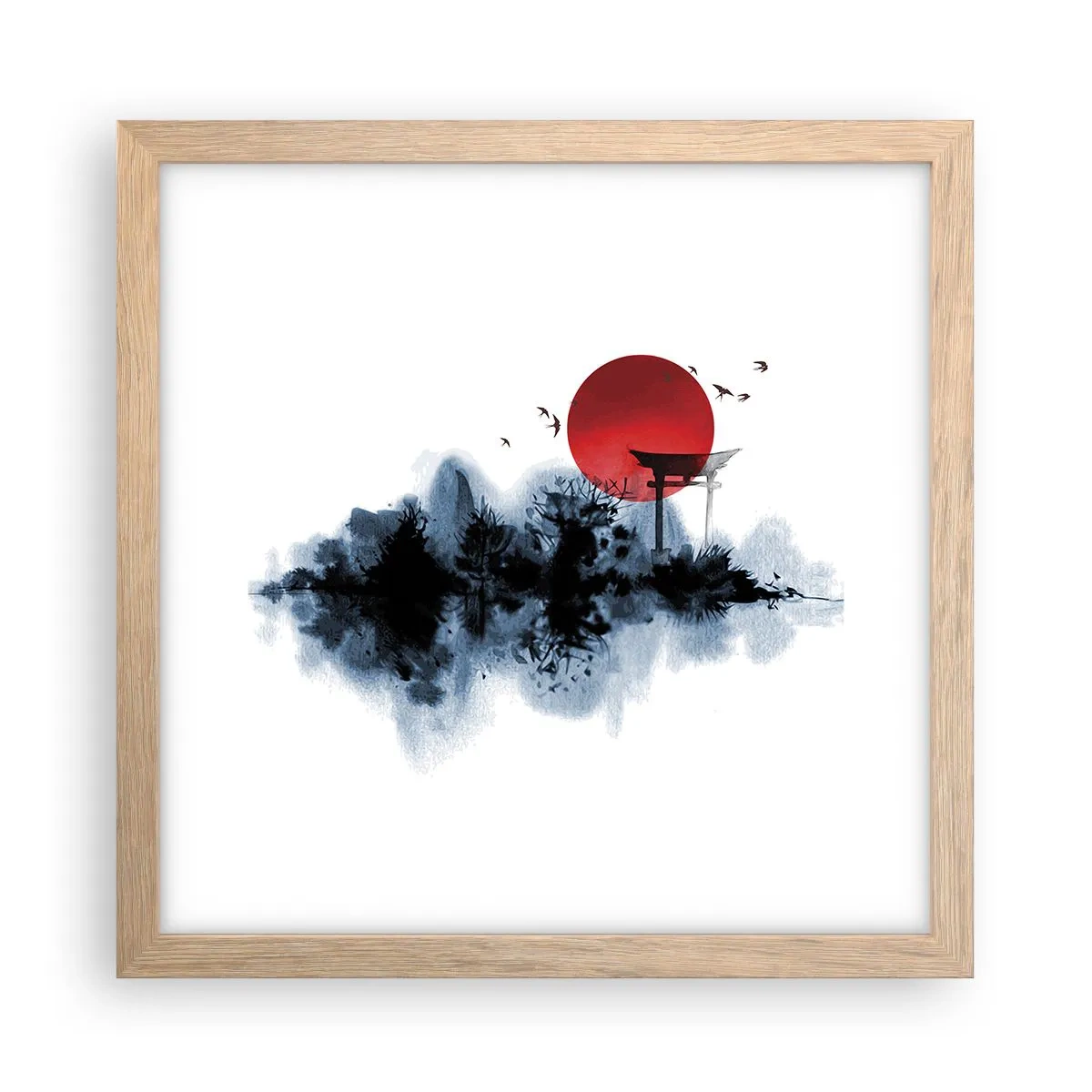Affisch i ram av ljusek - Japansk utsikt - 30x30 cm
