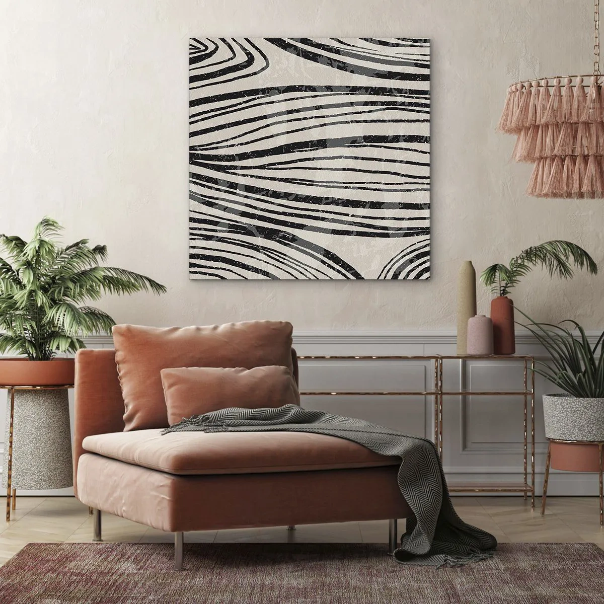 Canvastavla - Bild på duk - Stänk av linjer - 70x70 cm