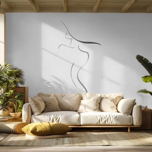 Fototapet Premium Sand - Svårfångad som en våg - Abstraktion, Kvinnans kropp, Kvinna I En Hatt - 100x70 cm