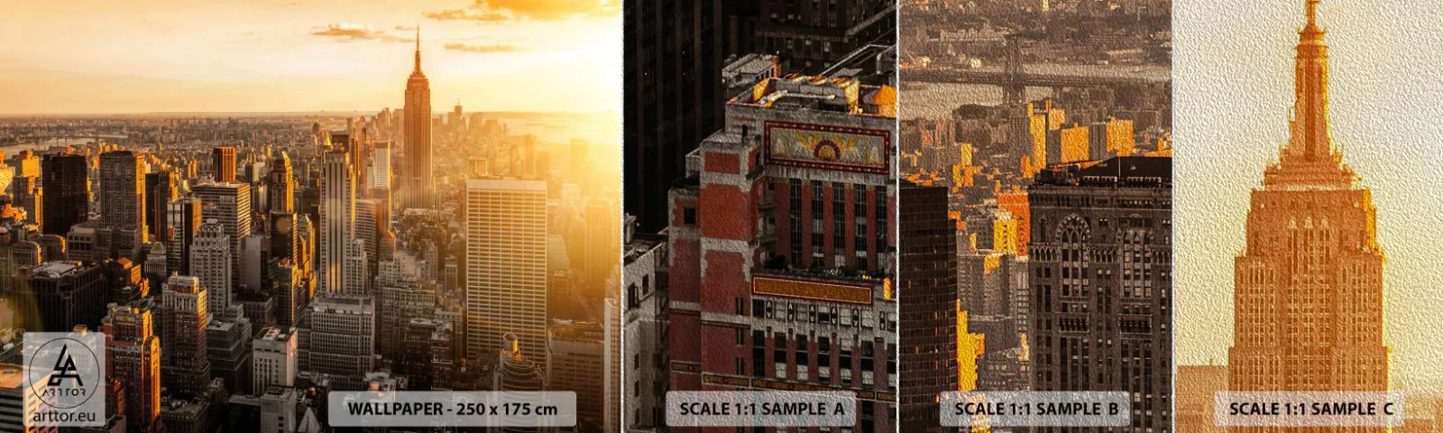 Provbit av fototapet Premium Sand - Växa i solskenet - Stad, New York, Arkitektur - 100x30 cm