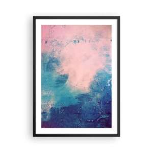 Affisch i svart ram - Abstrakt komposition i blått och rosa - 50x70cm - Blåa famnar - Modern väggdekoration för vardagsrum och sovrum ARTTOR