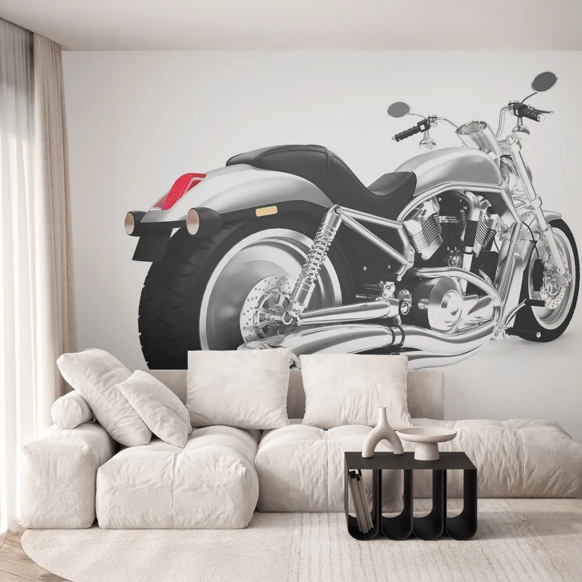 Fototapet Premium Canvas - Samlarens dröm - Bil, Motorcykel, Chopper - 250x175 cm