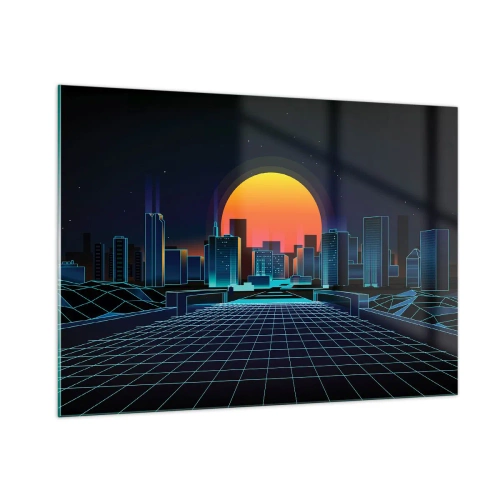 Glastavla - Bild på glas - Vill du fortfarande till verkligheten? - 100x70 cm