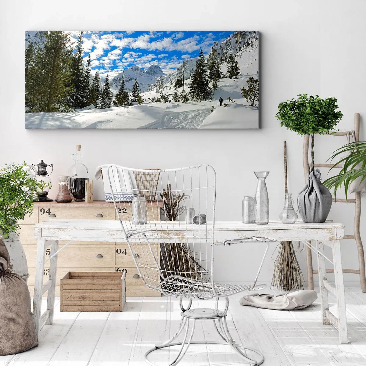 Canvastavla - Bild på duk - I snön och i solen - 160x50 cm
