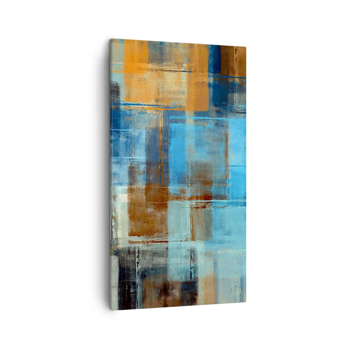 Canvastavla - Bild på duk - Genom blåa gardinen - 45x80 cm
