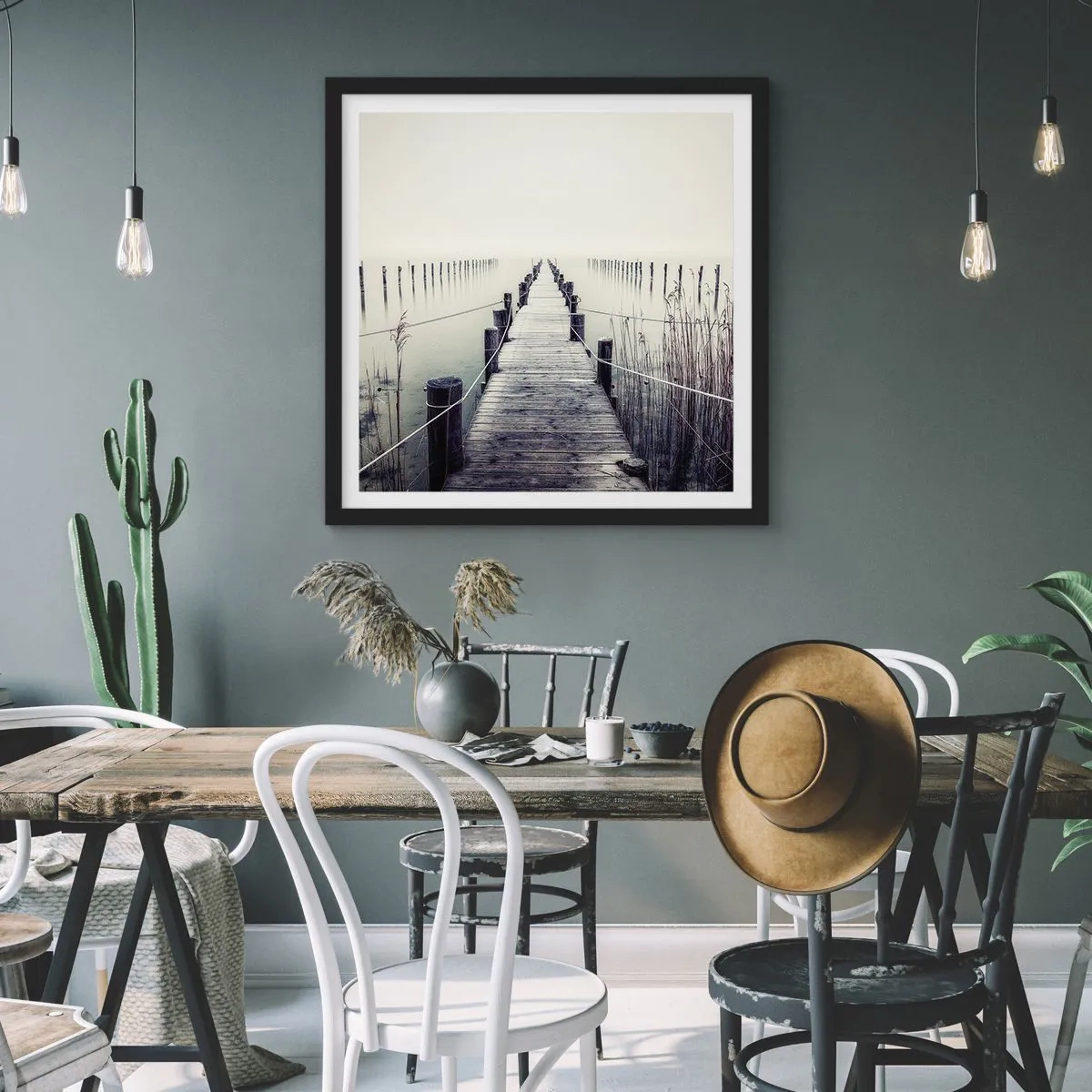 Affisch i svart ram - Fördjupa dig i frid - 50x50 cm