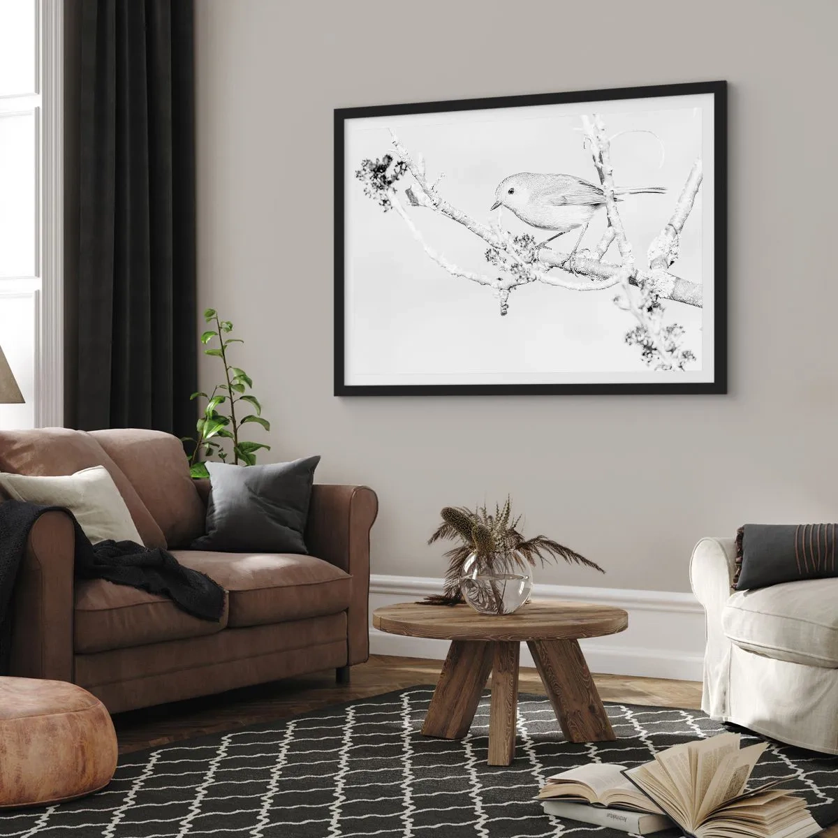 Affisch i svart ram - Vintermorgon - 91x61 cm