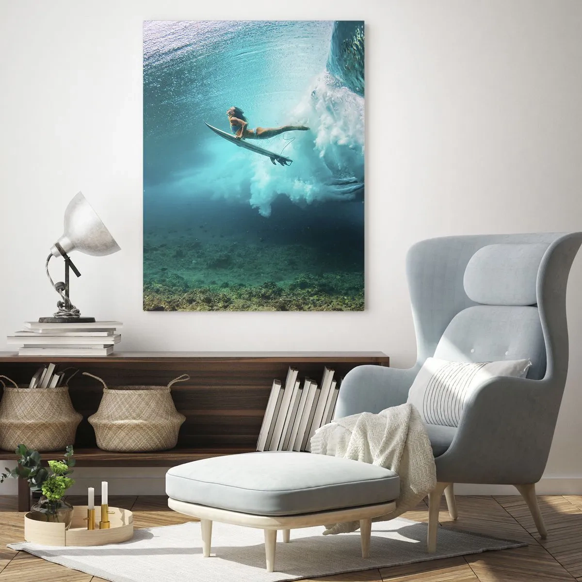 Glastavla - Bild på glas - Undervattenvärld - 50x70 cm