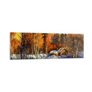 Glastavla - Bild på glas - Vinterimpression i solen - 160x50 cm