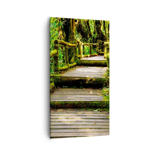 Canvastavla - Bild på duk - Grön korridor - 55x100 cm