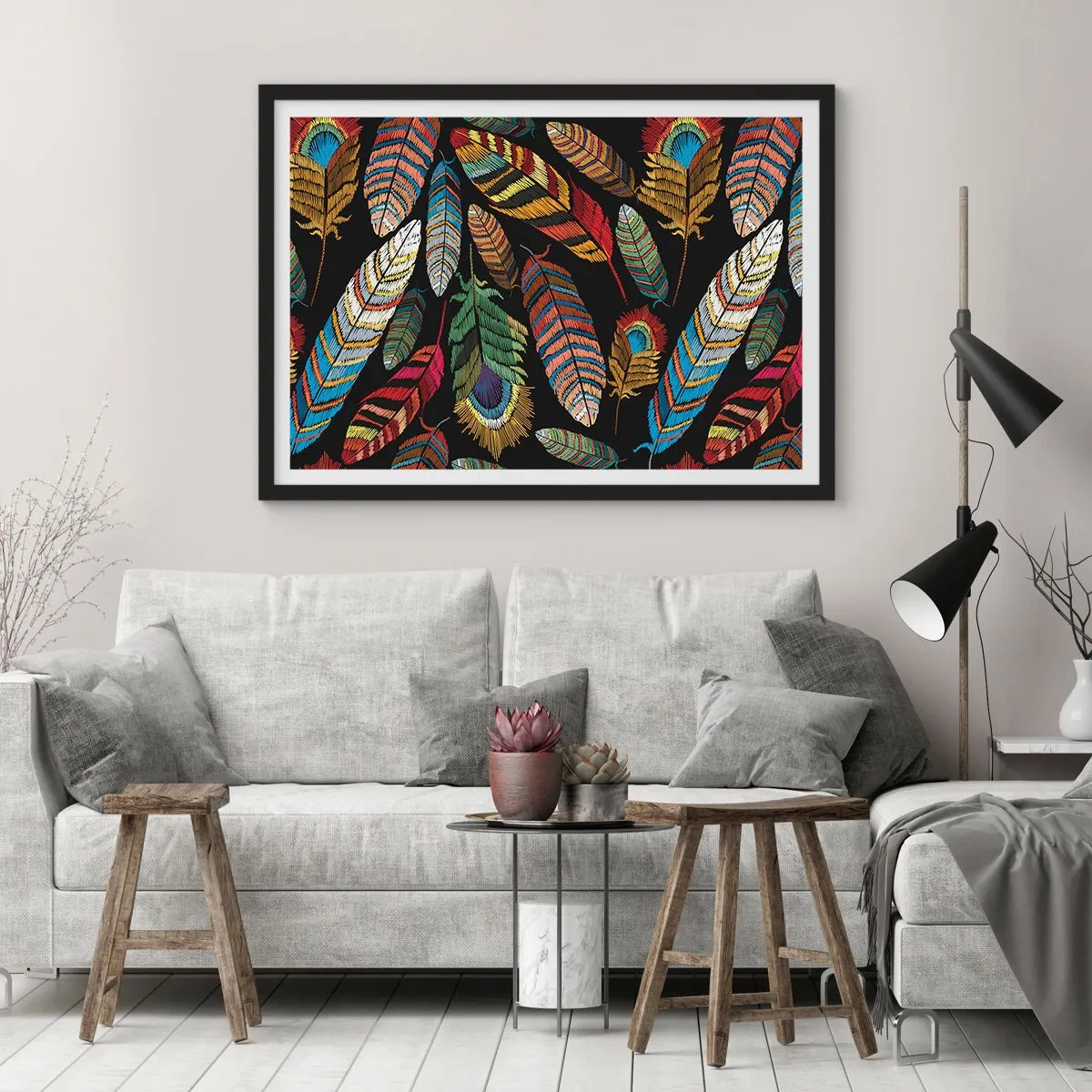 Affisch i svart ram - Fågelkarneval - 70x50 cm