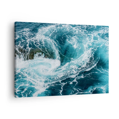 Canvastavla - Bild på duk - Dynamisk havsvirvel - 70x50cm - Porten till jordens inre - Modern väggdekoration för vardagsrum och sovrum ARTTOR