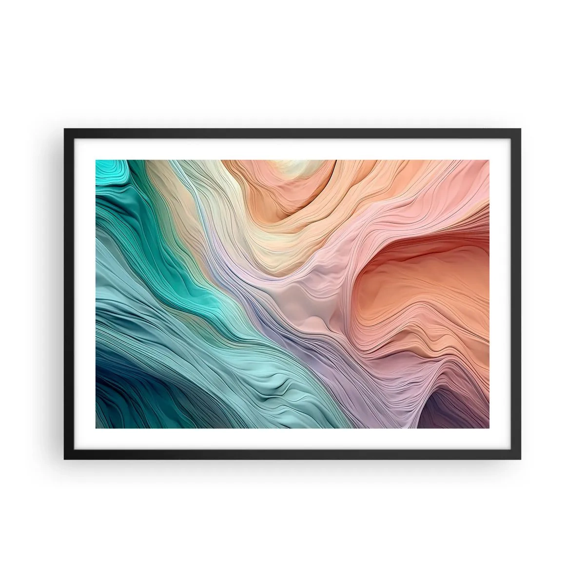 Affisch i svart ram - Regnbågsvåg - 70x50 cm