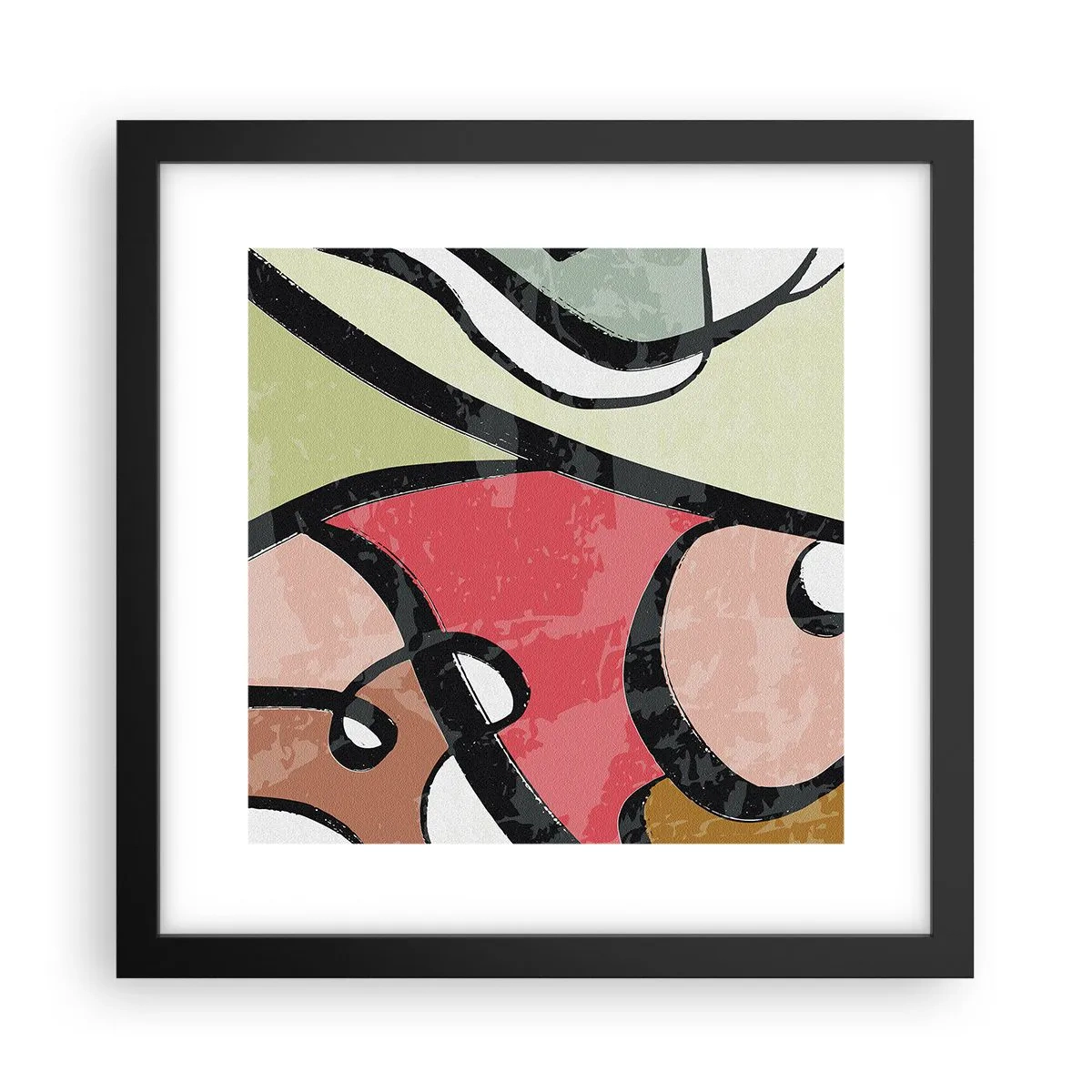 Affisch i svart ram - Pirouetter bland färger - 30x30 cm