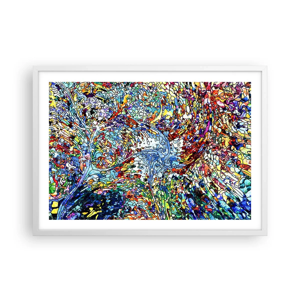 Affisch i vit ram - Glasmålning - droppar  - 70x50 cm