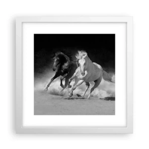 Affisch i vit ram - Frihetens galopp - 30x30 cm