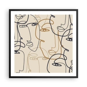 Affisch i svart ram - Mångfaldigad porträtt - 60x60 cm