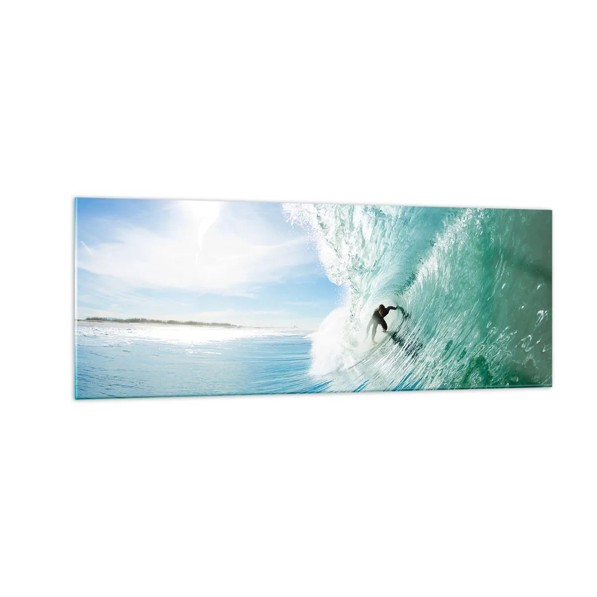 Glastavla - Bild på glas - Alltid på vågen - 140x50 cm