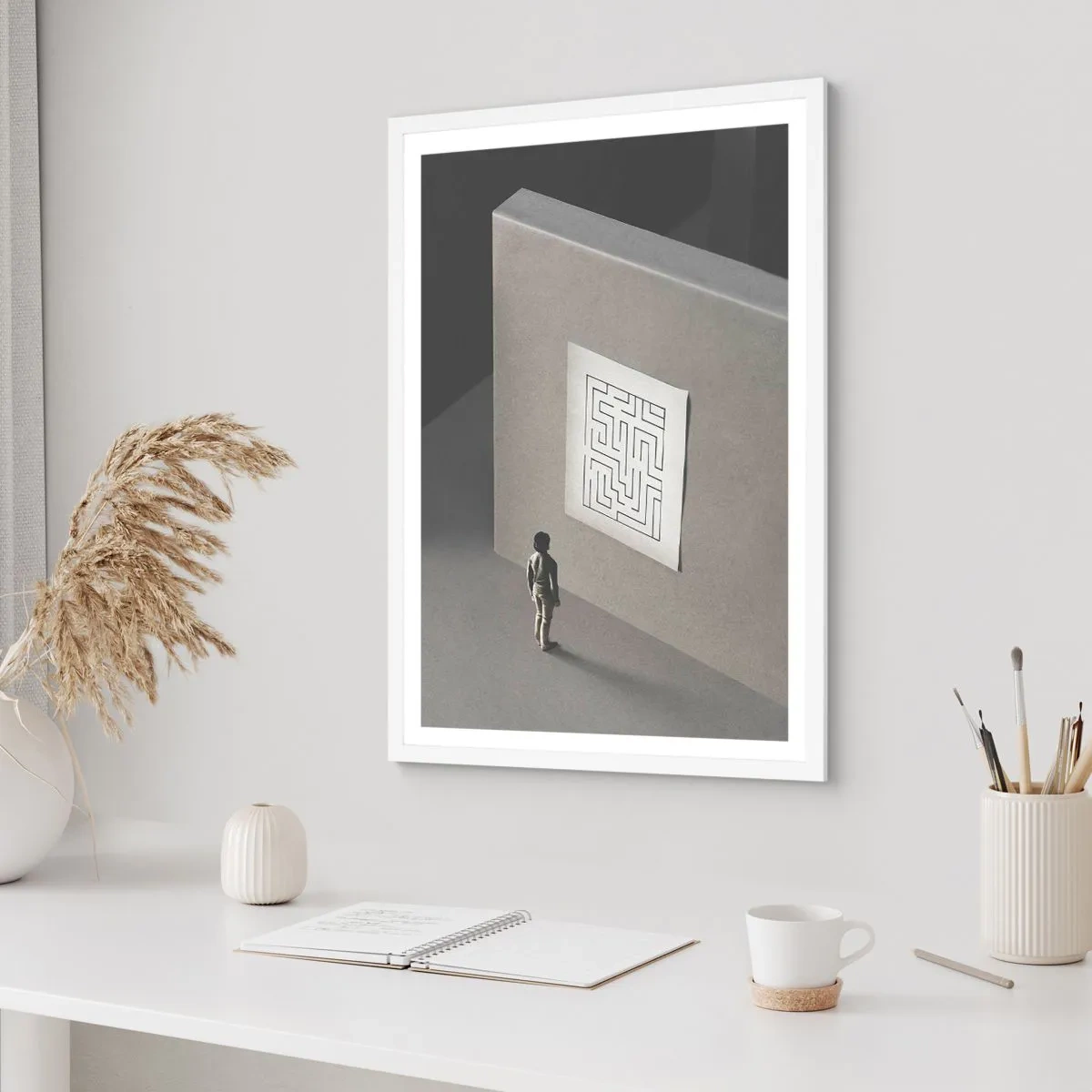 Affisch i vit ram - Men var är jag? - 61x91 cm