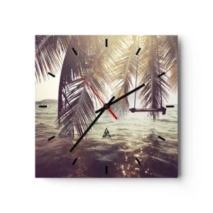 Väggklocka - Klocka på glas - Gunga i molnen hur mycket du vill - 30x30 cm