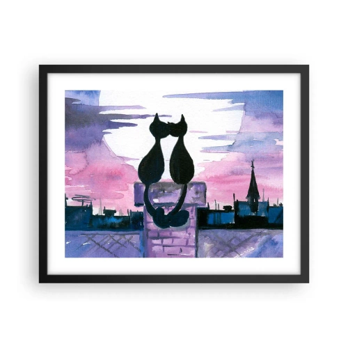 Affisch i svart ram - Rendez-vous under månen - 50x40 cm