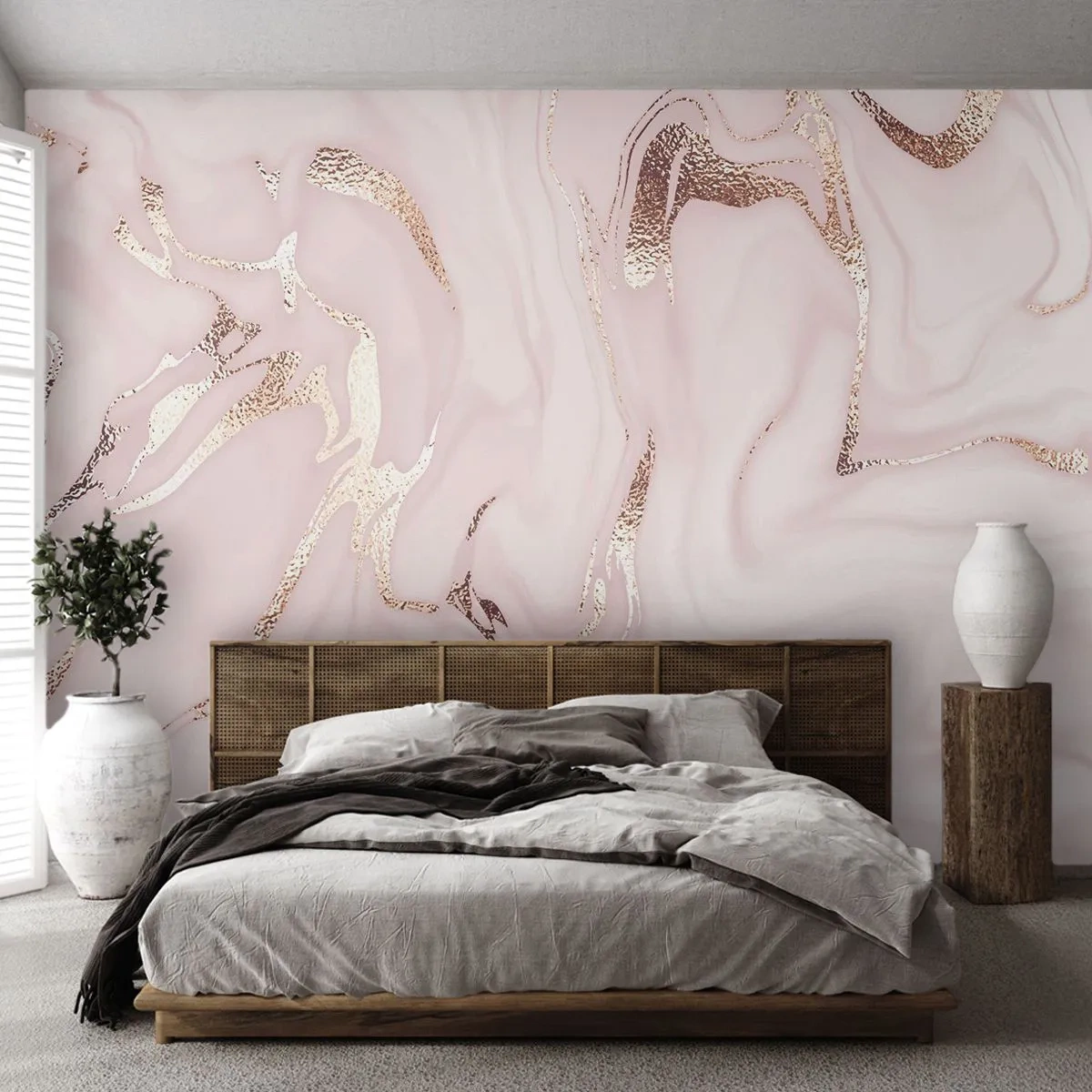 Fototapet Premium Sand - Rosa raseri - Abstraktion, Bit, Modern konst - 100x70 cm