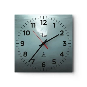 Väggklocka - Klocka på glas - I havets famn - 40x40 cm