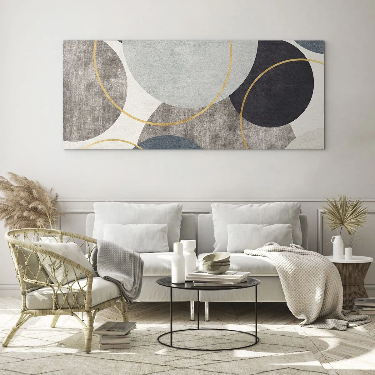 Glastavla - Bild på glas - Cirkel efter cirkel - 160x50 cm