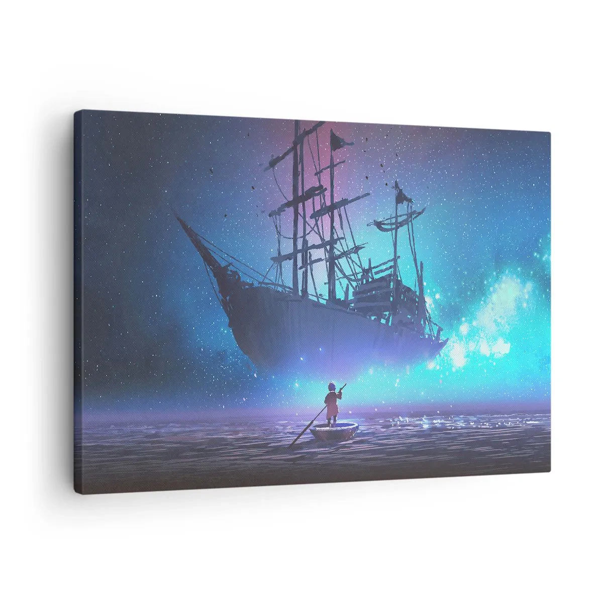 Canvastavla - Bild på duk - Ett fantastiskt skepp mot stjärnhimlen - 70x50cm - Möte med havets myt - Modern väggdekoration för vardagsrum och sovrum ARTTOR