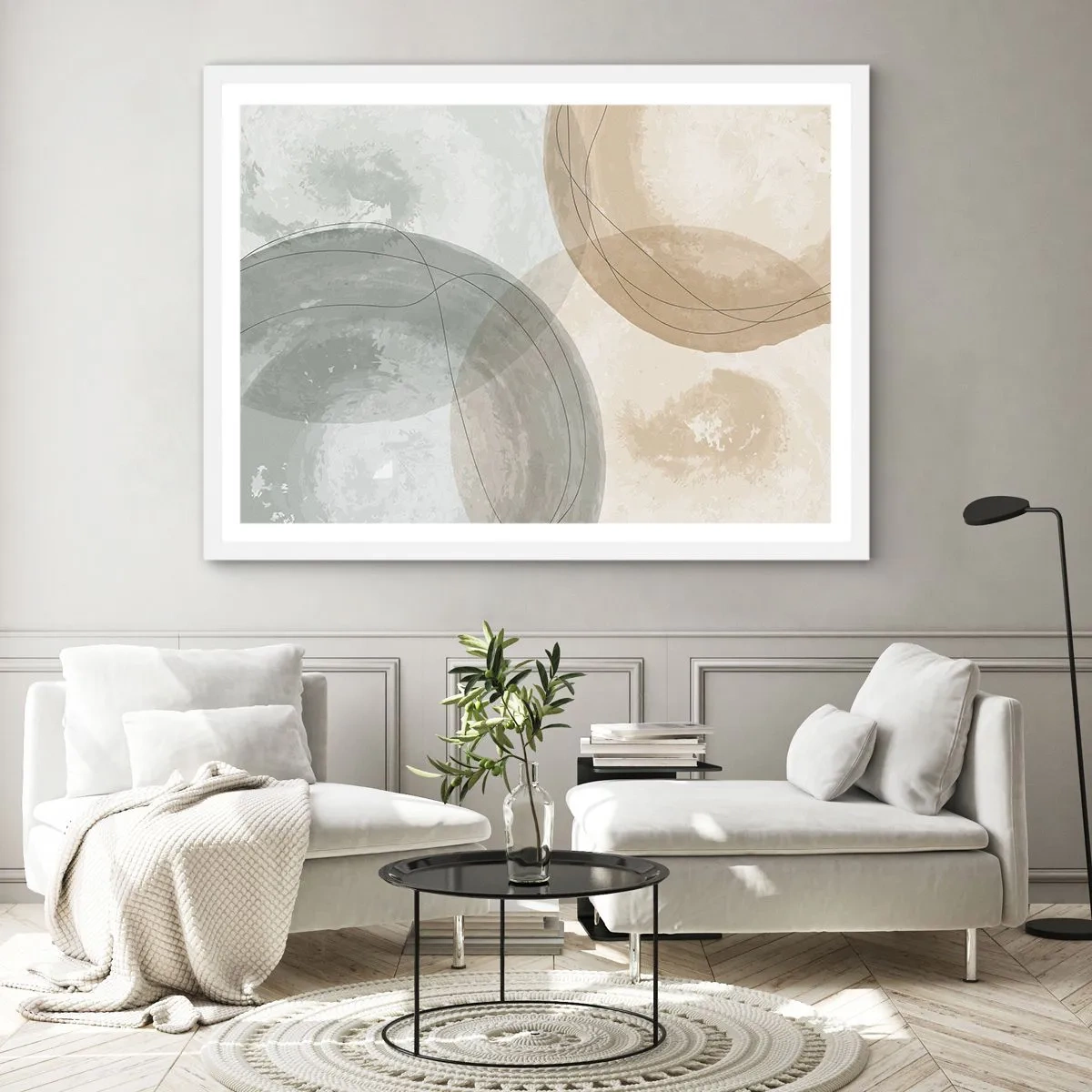 Affisch i vit ram - Världars samspel - 50x40 cm