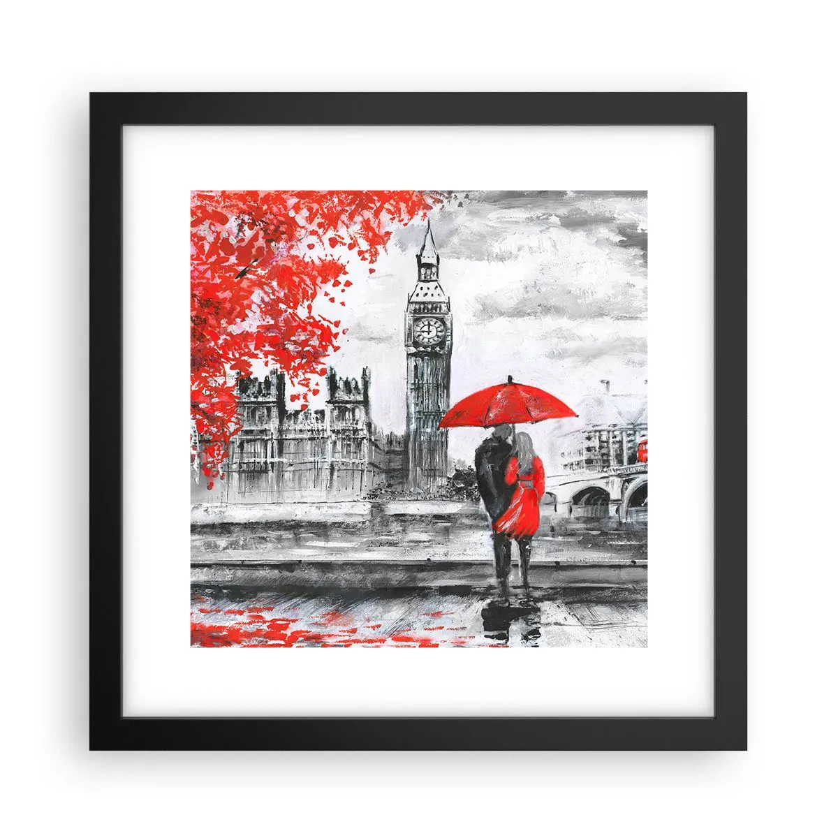 Affisch i svart ram - Förälskade i London - 30x30 cm