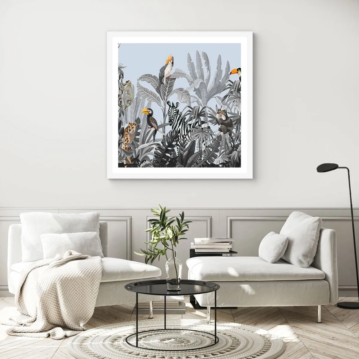 Affisch i vit ram - Afrikansk saga - 60x60 cm