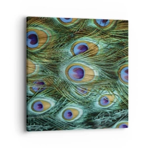 Canvastavla - Bild på duk - Påfågels blick - 40x40 cm