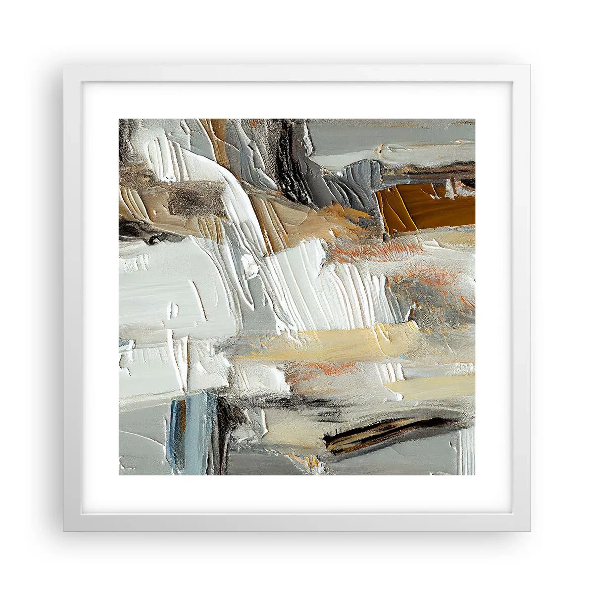 Affisch i vit ram - Färgstarka lager på lager - 40x40 cm