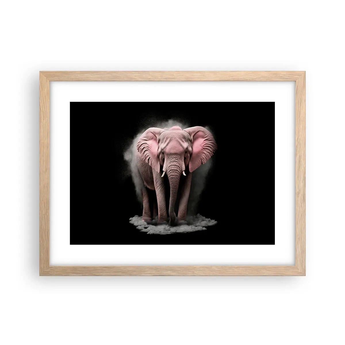 Affisch i ram av ljusek - Tänk inte på en rosa elefant! - 40x30 cm