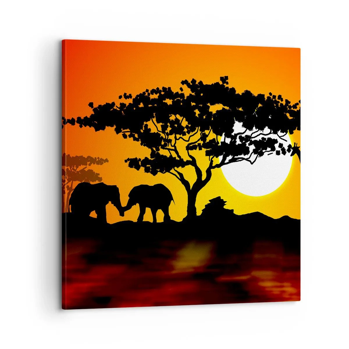 Canvastavla - Bild på duk - Ett möte ute i savannen - 60x60 cm