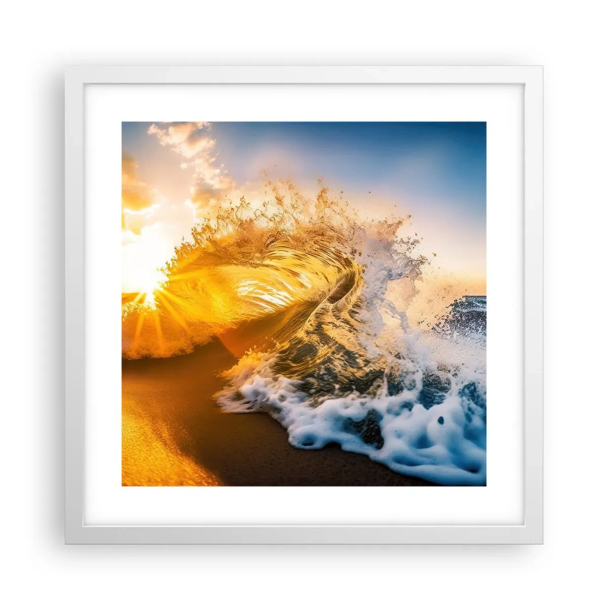 Affisch i vit ram - Lek i sanden - 40x40 cm